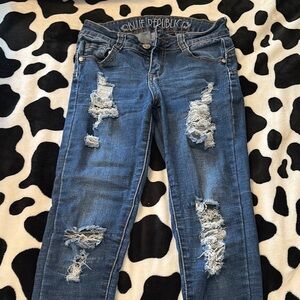 Women's Distressed Boyfriend Jeans - Blue